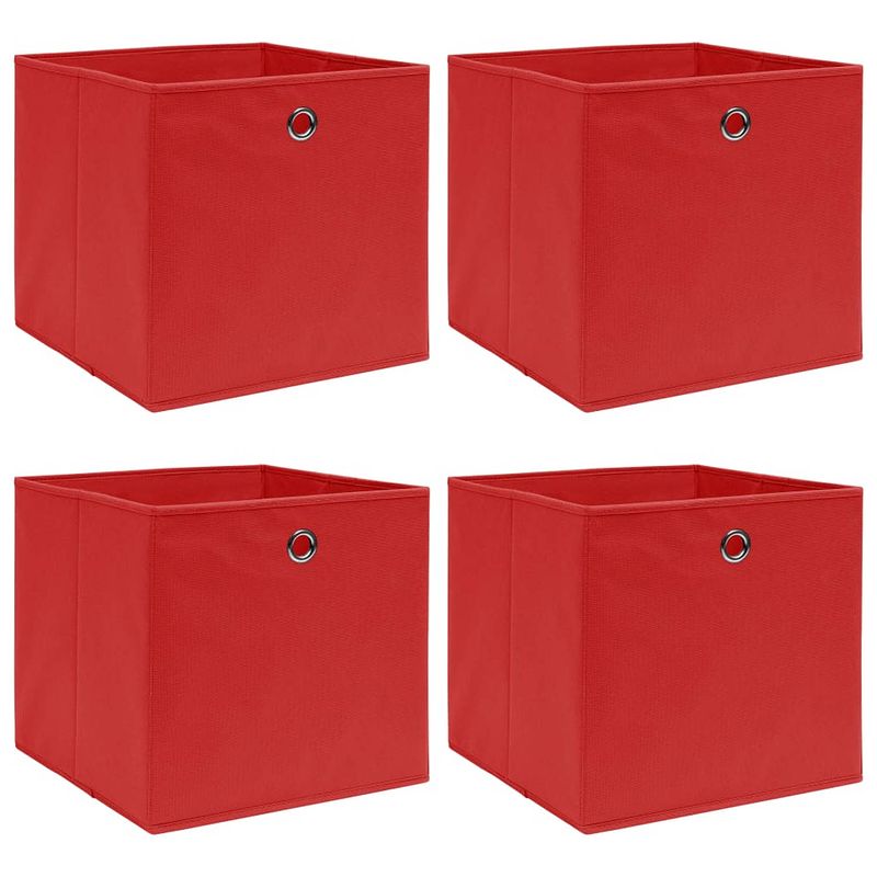 Foto van Vidaxl opbergboxen 4 st 32x32x32 cm stof rood