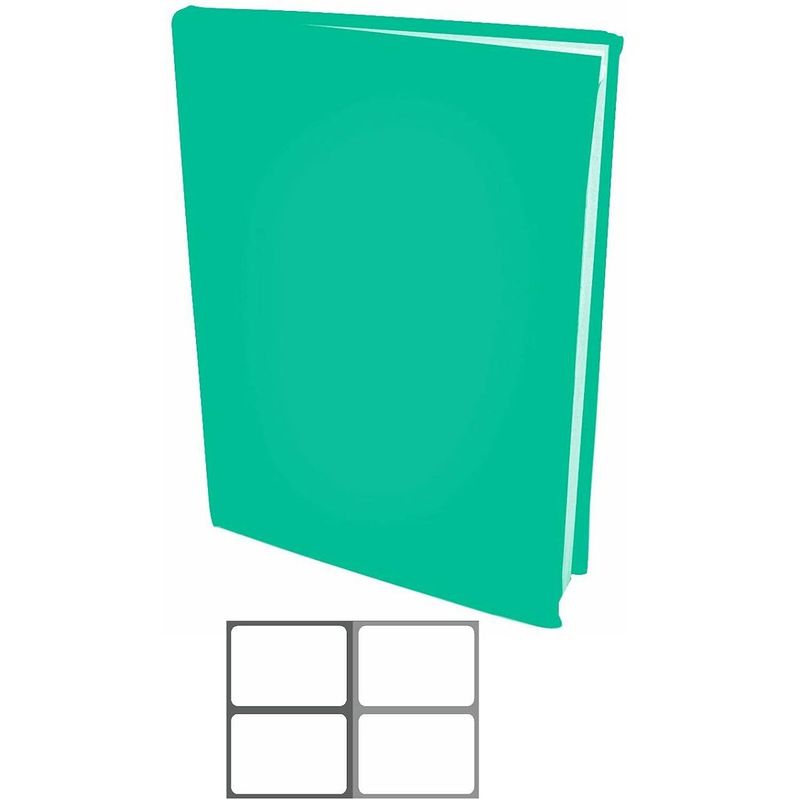 Foto van Rekbare boekenkaften a4 - turquoise groen - 12 stuks inclusief grijze labels