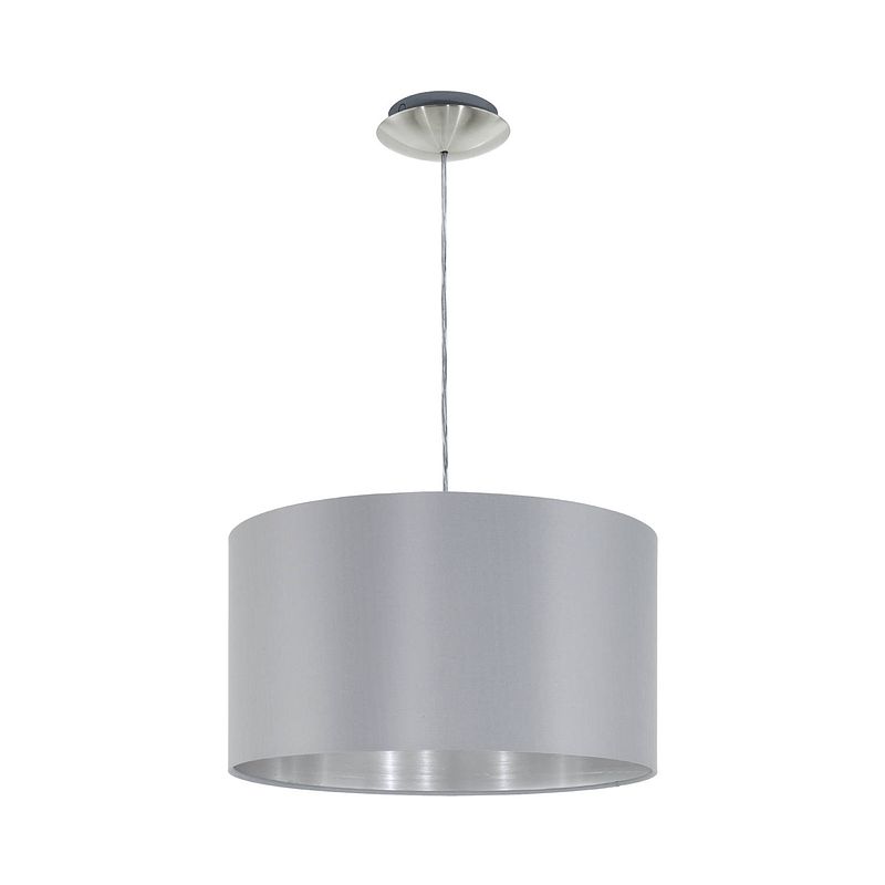 Foto van Eglo maserlo - hanglamp - 1 lichts - ø38cm - nikkel-mat - zilver