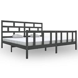 Foto van Vidaxl bedframe massief grenenhout grijs 200x200 cm