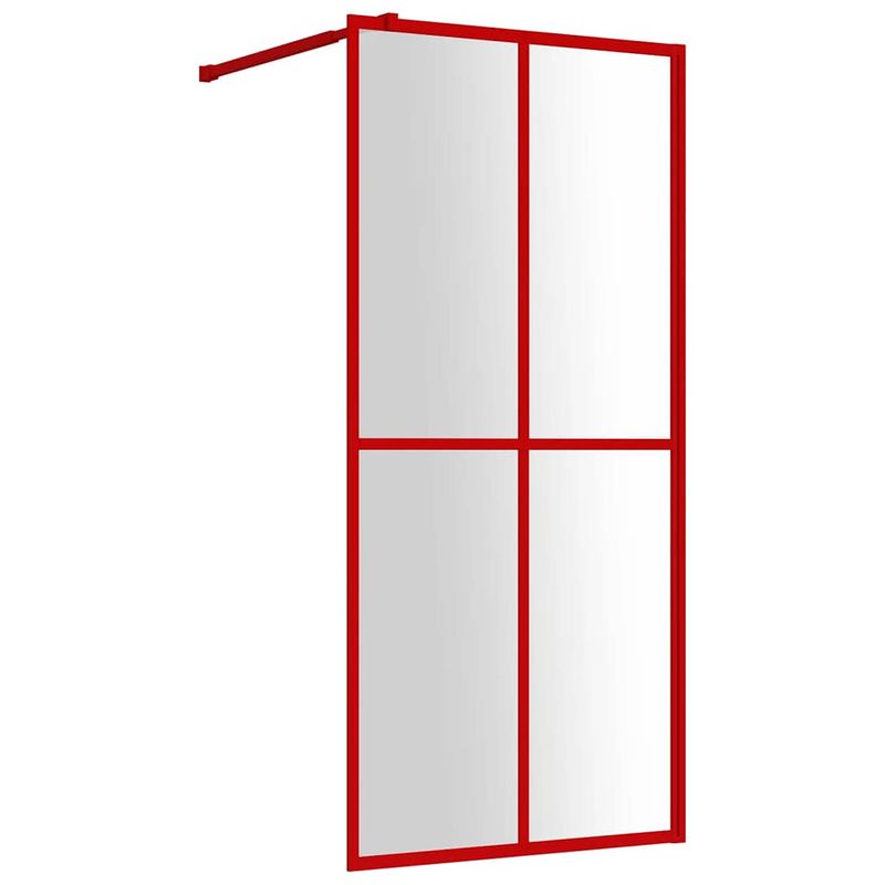 Foto van Vidaxl inloopdouchewand transparant 80x195 cm esg-glas rood