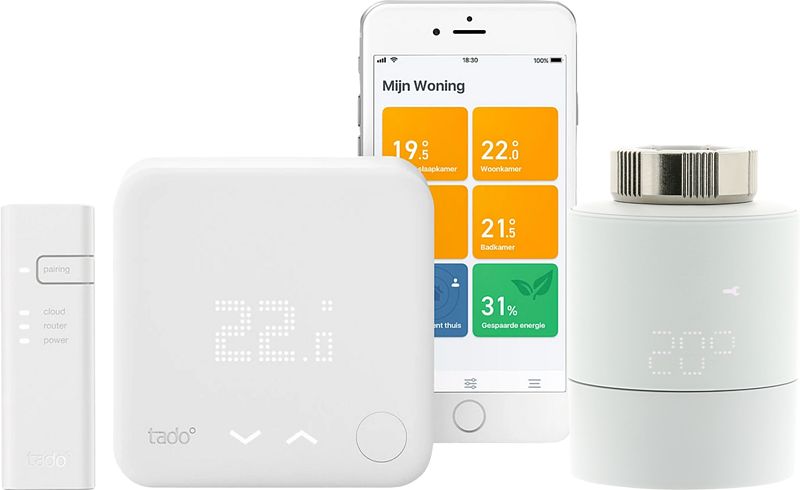 Foto van Tado slimme thermostaat v3+ startpakket + 1 radiatorknop