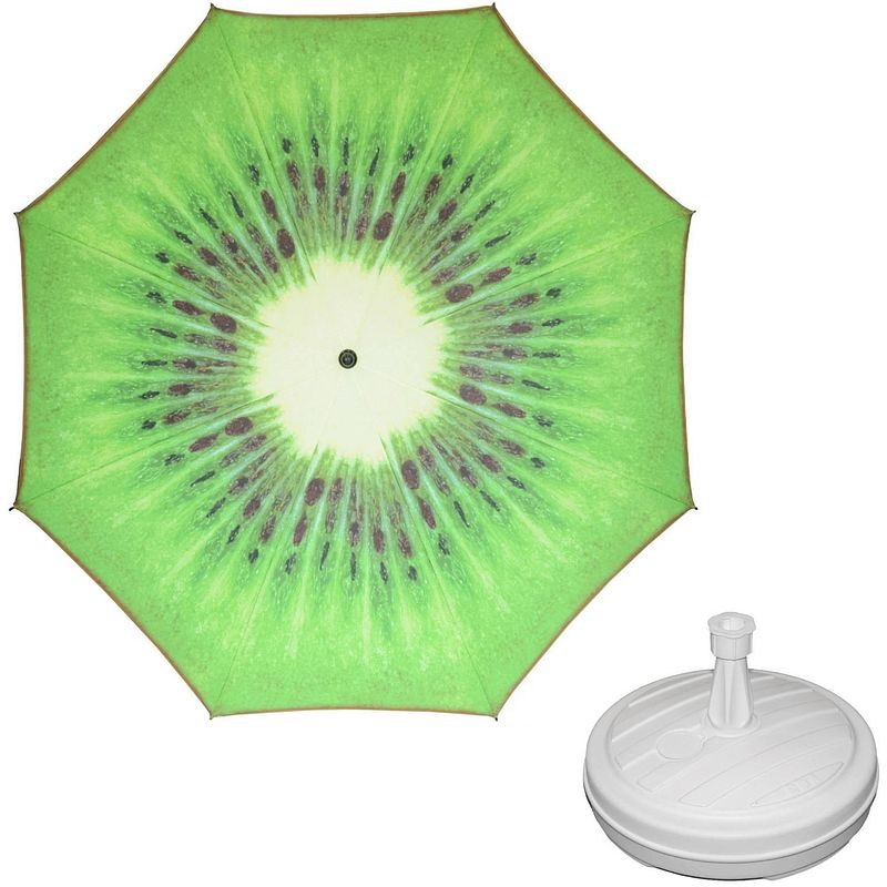 Foto van Parasol - kiwi fruit - d160 cm - incl. draagtas - parasolvoet - 42 cm - parasols