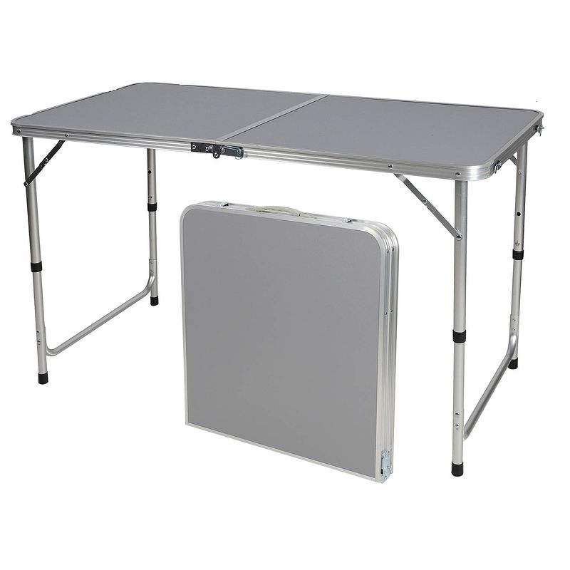 Foto van Sunnydays camping tafel - aluminium - opvouwbaar - grijs - l120 x b60 x h67 cm - bijzettafels - campingtafels