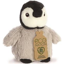 Foto van Aurora eco nation pluche knuffeldier pinguin kuiken - grijs - 13 cm - artic thema - knuffeldier