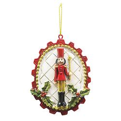 Foto van Haes deco - kersthanger notenkraker 6x1x8 cm - rood - kerstdecoratie, decoratie hanger, kerstboomversiering