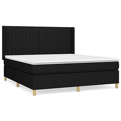 Foto van The living store boxspringbed - zwart - 203x183x118/128 cm - pocketvering matras - middelharde ondersteuning -