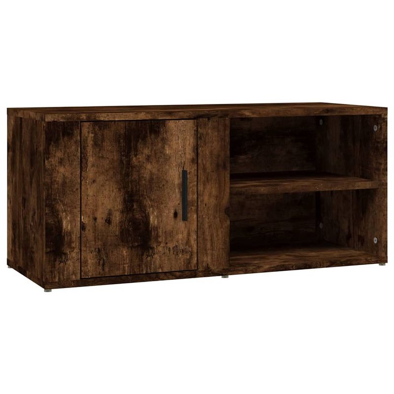 Foto van The living store tv-meubel - gerookt eiken - 80x31.5x36cm - bewerkt hout