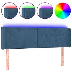 Foto van The living store hoofdbord led-donkerblauw - 147 x 16 x 78/88 cm - fluwelen stof - verstelbare hoogte - comfortabele