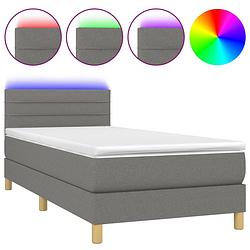 Foto van Vidaxl boxspring met matras en led stof donkergrijs 90x200 cm