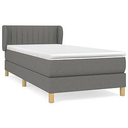 Foto van The living store bed boxspring - donkergrijs - 203x103x78/88 cm - pocketvering matras - middelharde ondersteuning -