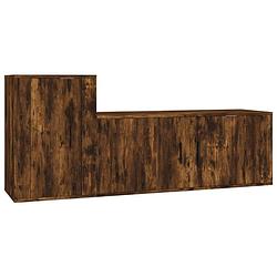 Foto van The living store tv-meubelset - gerookt eiken - 100x34.5x40 cm - 40x34.5x60 cm