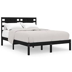 Foto van The living store bedframe classic - 195.5 x 146 x 100 cm - massief grenenhout - zwart