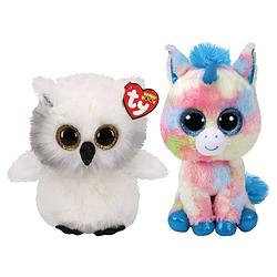 Foto van Ty - knuffel - beanie buddy - austin owl & blitz unicorn