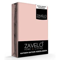 Foto van Zavelo katoen - hoeslaken katoen satijn poeder roze - zijdezacht - extra hoog-1-persoons (90x220 cm)