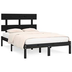 Foto van The living store bedframe zwart - grenenhout - 205.5 x 145.5 x 31 cm - 140 x 200 cm (matras niet inbegrepen)