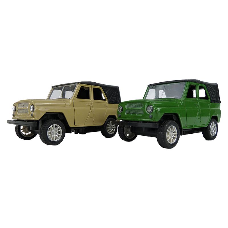 Foto van Massamarkt jeep groen of beige frictie 1:32 z.licht