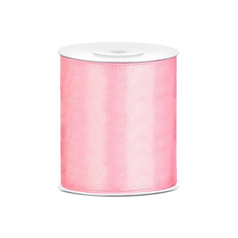 Foto van 1x hobby/decoratie roze satijnen sierlint 10 cm/100 mm x 25 meter - cadeaulinten