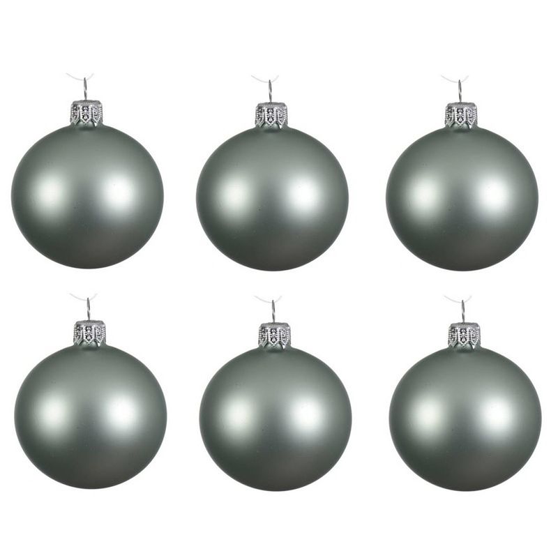 Foto van 6x glazen kerstballen mat mintgroen 8 cm kerstboom versiering/decoratie - kerstbal