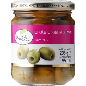 Foto van Royal mediterranean grote groene olijven 205g bij jumbo