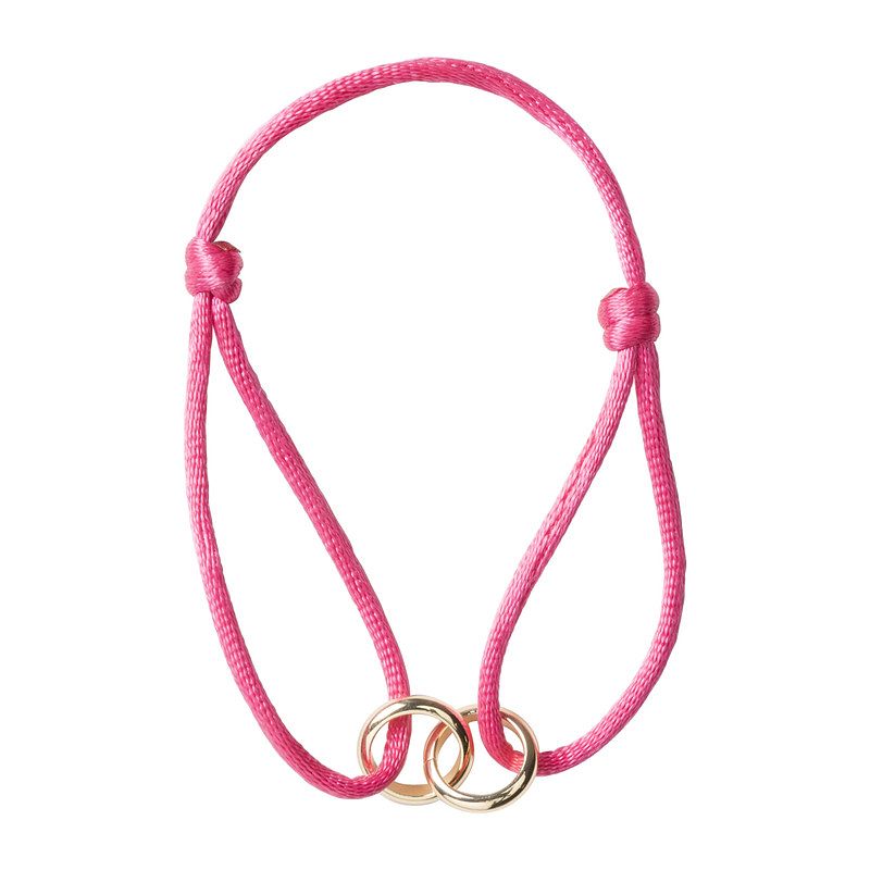 Foto van Armband ringen - roze/goud - ø29-30 cm