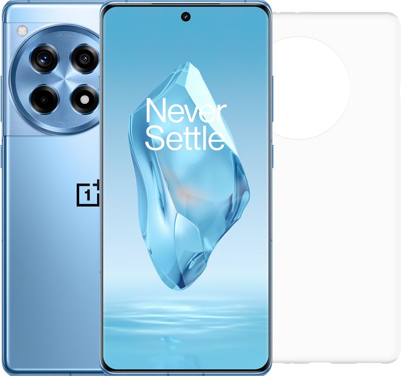 Foto van Oneplus 12r 256gb blauw 5g + just in case soft design back cover transparant