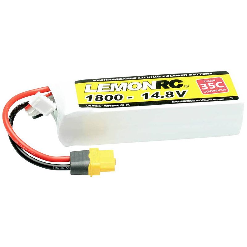 Foto van Lemonrc lipo accupack 14.8 v 1800 mah aantal cellen: 4 35 c softcase xt60