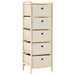 Foto van The living store opslagmeubel - opbergrek met 5 manden - 32 x 26 x 93 cm - beige