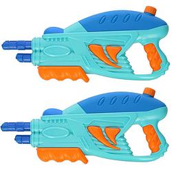 Foto van 2x waterpistolen/waterpistool blauw van 42 cm 350 ml kinderspeelgoed - waterpistolen
