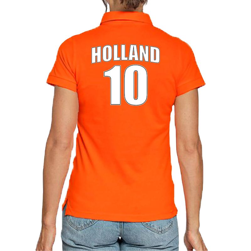 Foto van Holland shirt met rugnummer 10 - nederland fan poloshirt / outfit voor dames 2xl - feestshirts