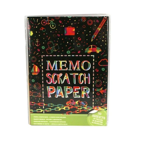 Foto van Memo papier scratch a4 50 vel+2 pennen