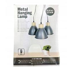 Foto van Hanglamp - (3 kelken) - lamp - metaal hanglamp (metaal hout - grijs wit)