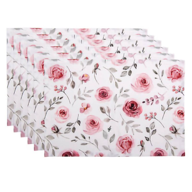 Foto van Haes deco - set van 6 placemats - 48x33 cm - 100% katoen - rustic rose