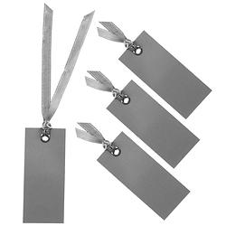 Foto van Cadeaulabels met lintje - set 48x stuks - grijs - 3 x 7 cm - naam tags - cadeauversiering