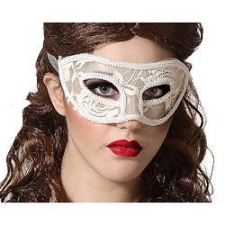 Foto van Verkleed oogmasker - wit - kant patroon - volwassenen - halloween/gemaskerd bal - verkleedmaskers