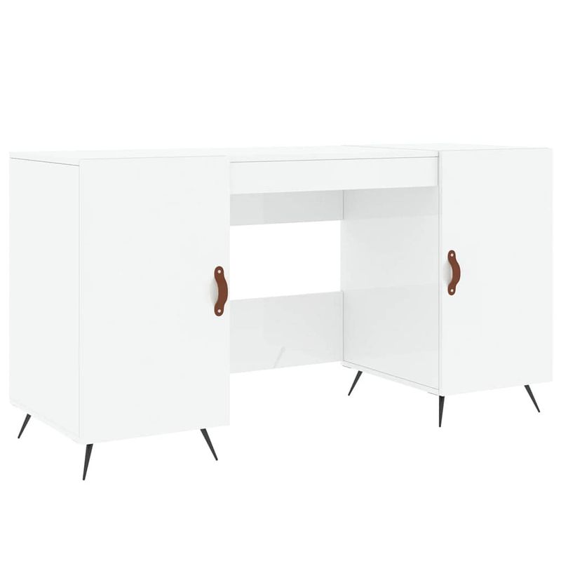 Foto van The living store bureau houten bewerkt - 140x50x75 cm - hoogglans wit