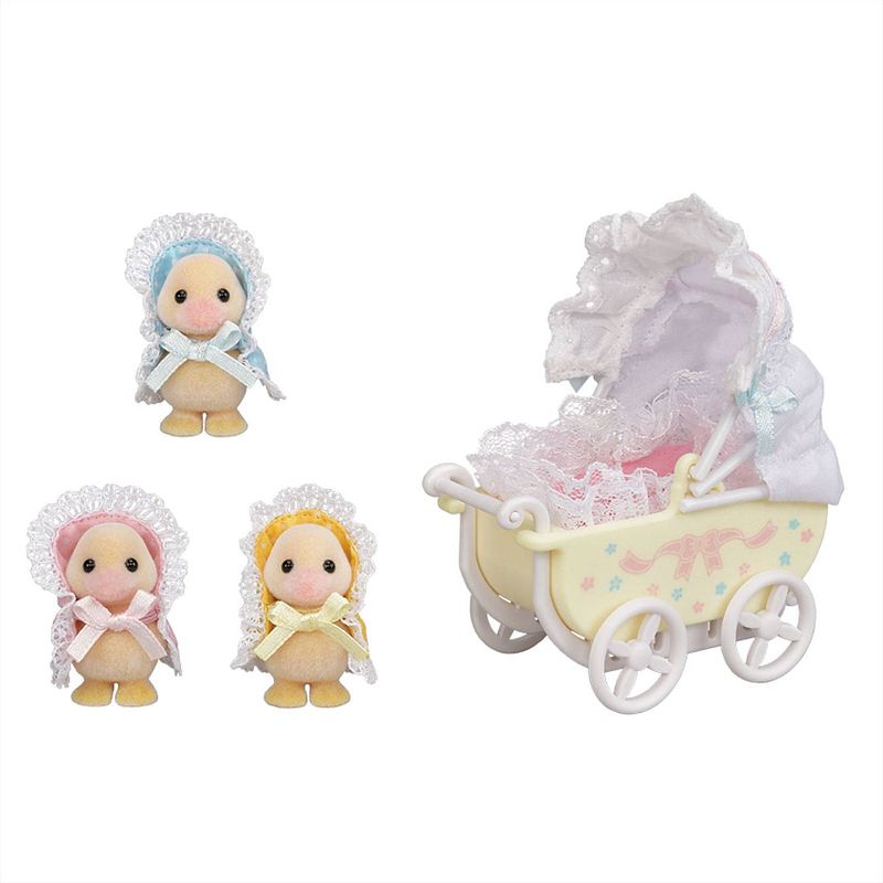 Foto van Sylvanian families schattige eendjes drieling met kinderwagen - 5601