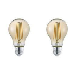 Foto van Led lamp - trion lamba - set 2 stuks - e27 fitting - 4w - warm wit 3000k - amber - glas