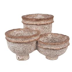 Foto van Clayre & eef bloempot 27x29x17 cm beige polyresin plantenpot beige plantenpot