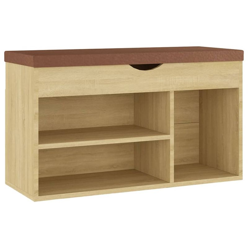 Foto van The living store schoenenbank sonoma eiken - spaanplaat/mdf - 80x30x47 cm