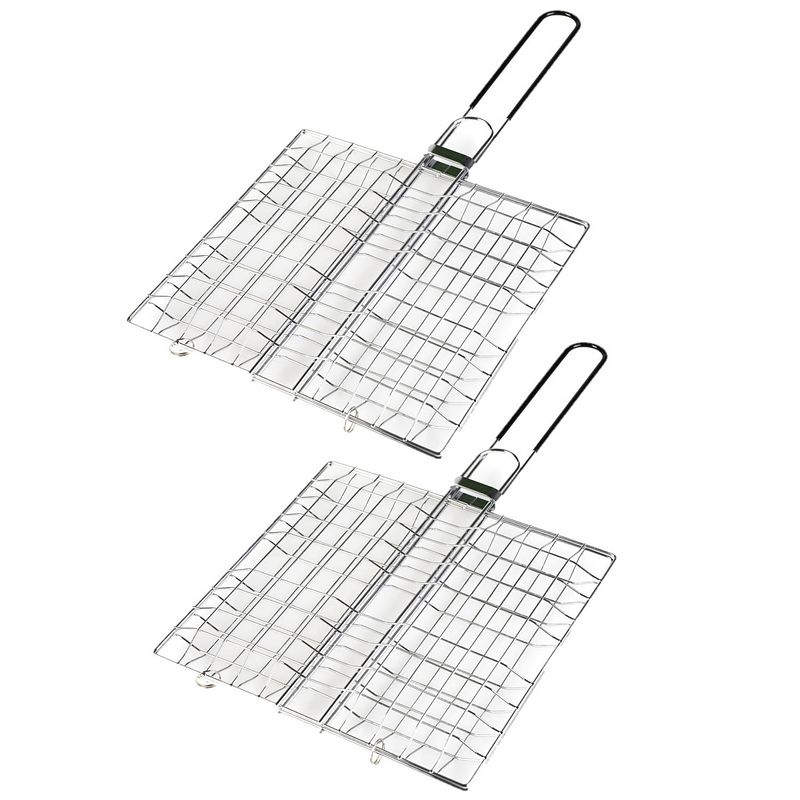 Foto van 2x stuks bbq/barbecue hamburger grill klem 49 cm - barbecuepannen