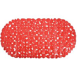 Foto van Msv douche/bad anti-slip mat - badkamer - pvc - rood - 35 x 68 cm - badmatjes