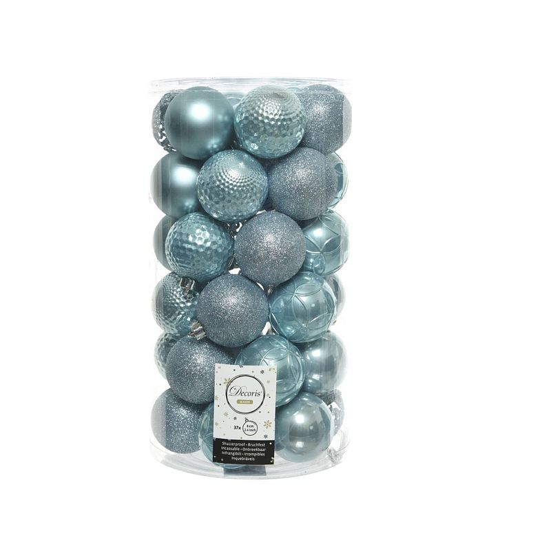 Foto van Kerstballen mix 37 st. - arctic blauw