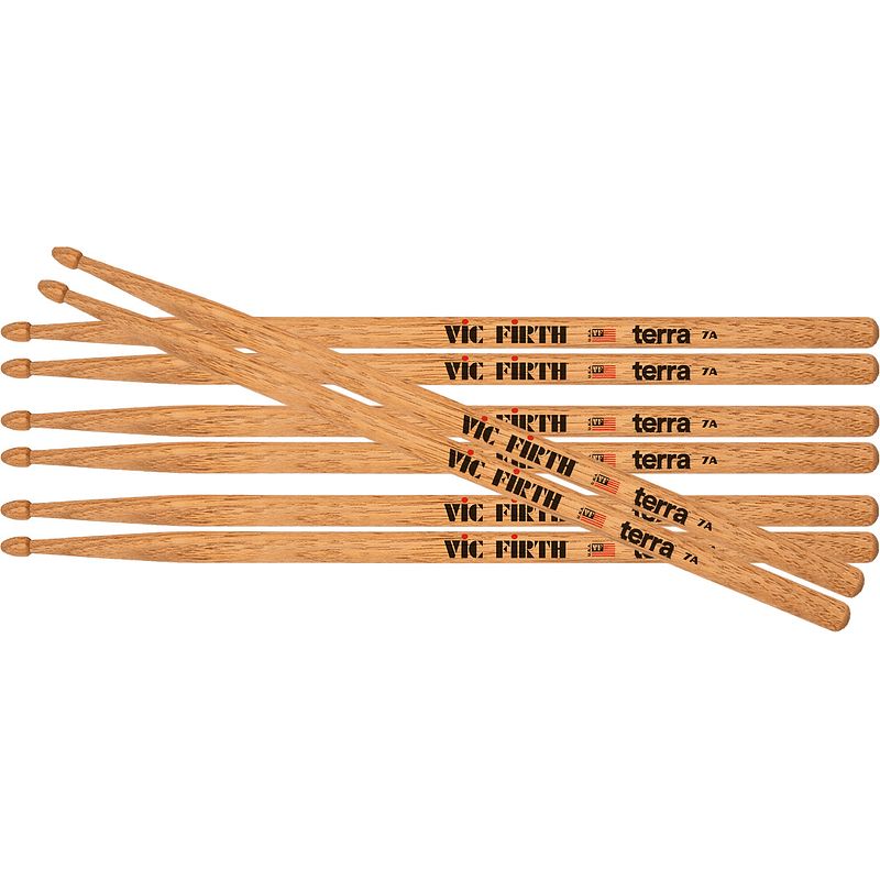 Foto van Vic firth american classic terra 7a value pack drumstokken (4 paar)