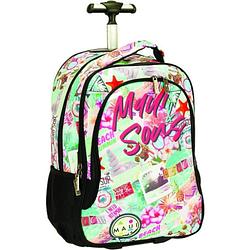 Foto van Maui & sons trolleyrugzak 28 liter 48 cm polyester groen/roze