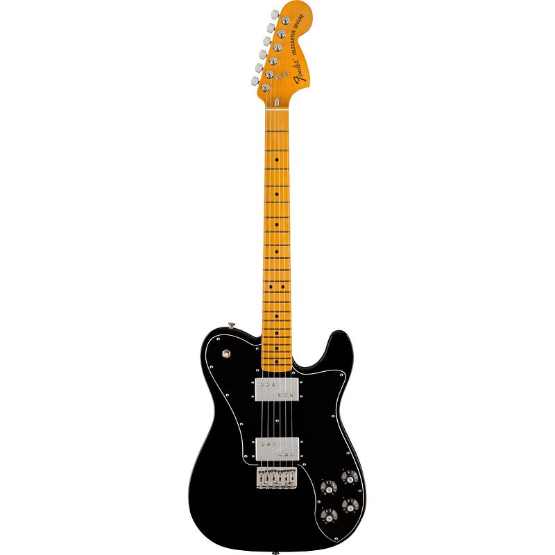 Foto van Fender american vintage ii 1975 telecaster deluxe black mn elektrische gitaar met koffer