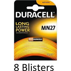 Foto van 8 stuks (8 blisters a 1 st) duracell mn27 - gp27a - a27 - l828 12v alkaline batterij