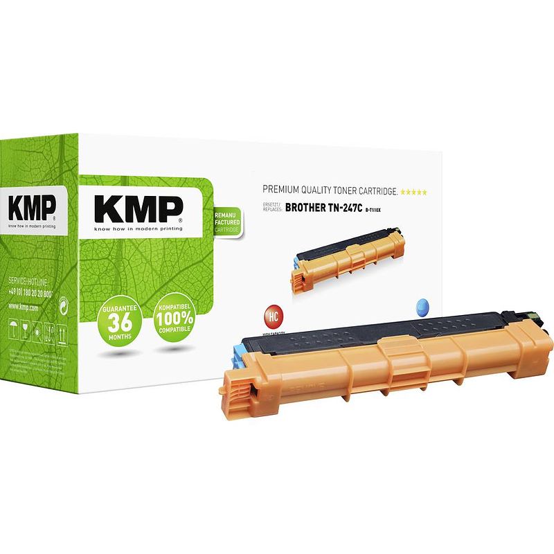 Foto van Kmp toner vervangt brother tn-247c, tn247c compatibel cyaan 2300 bladzijden b-t110x