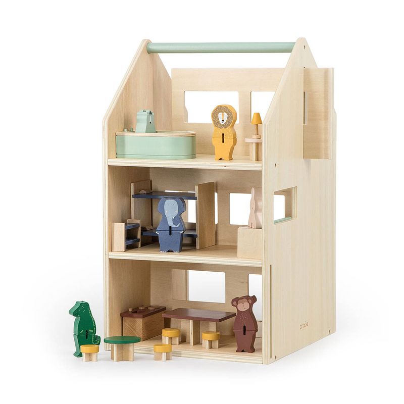 Foto van Trixie houten speelhuis met accessoires
