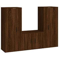 Foto van The living store tv meubel set - bruineiken - 2x 40x34.5x100 cm + 1x 57x34.5x40 cm